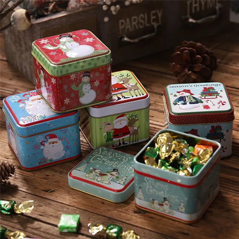 2020 Crăciun navidad Relief Crăciun Tablă cositorită Cutii Goale de Bomboane Cookie Cadou Container de Depozitare de Vacanță Decorative Cadouri Cutie