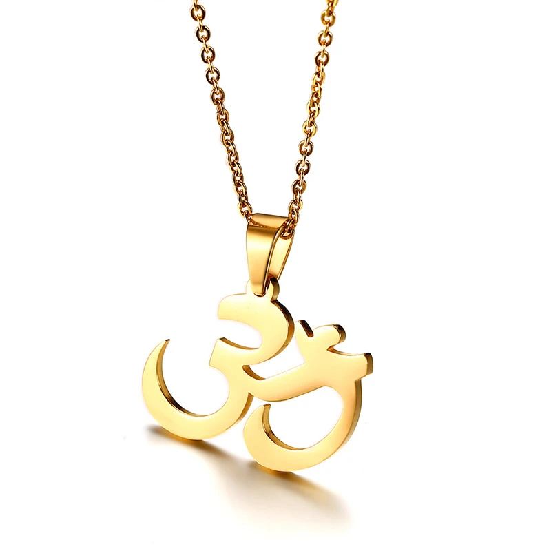 Vnox Clasic OHM Buddha Yoga Simbol OM Pandantiv Coliere pentru Barbati Femeie de Culoare de Aur din Oțel Inoxidabil Rugăciune Cadouri Bijuterii