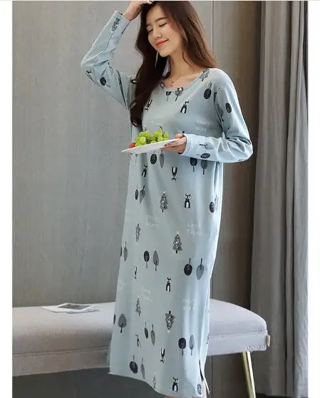 Fdfklak Plus dimensiune bumbac cămașă de noapte pentru femei primavara toamna cămăși de noapte de sex feminin cu maneci lungi de somn rochie femei cămașă de noapte M-3XL