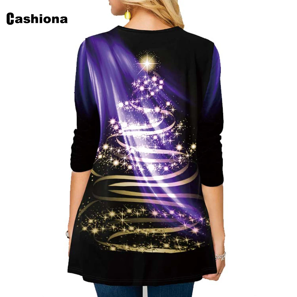 Plus dimensiune 4xl 5xl Femei Top Iarnă Crăciun 3D Print T camasa Trendy 2020 Nou Mozaic Teuri Sărbătorile Casual Tricou Vrac Femme