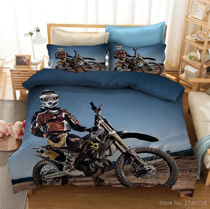Curse Motocross 3D Imprimate Carpetă Acopere Stabilit Motocicleta Lenjerie de Pat Twin Plin Regina King Size Set de lenjerie de Pat Lenjerie de pat Textile de Casa