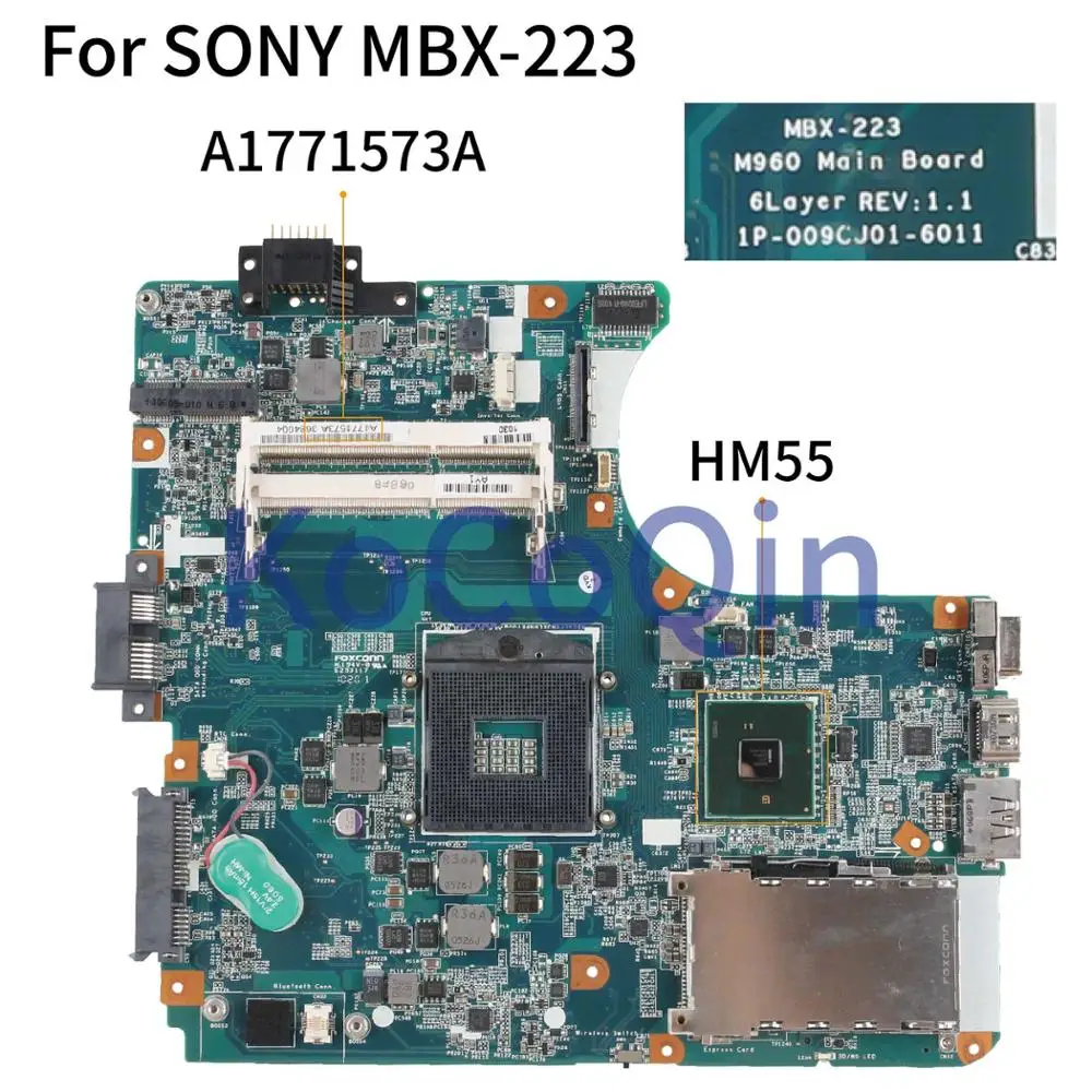 KoCoQin laptop Placa de baza Pentru SONY MBX-223 M960 1P-00PCJ01-6011 A1771573A HM55 Placa de baza