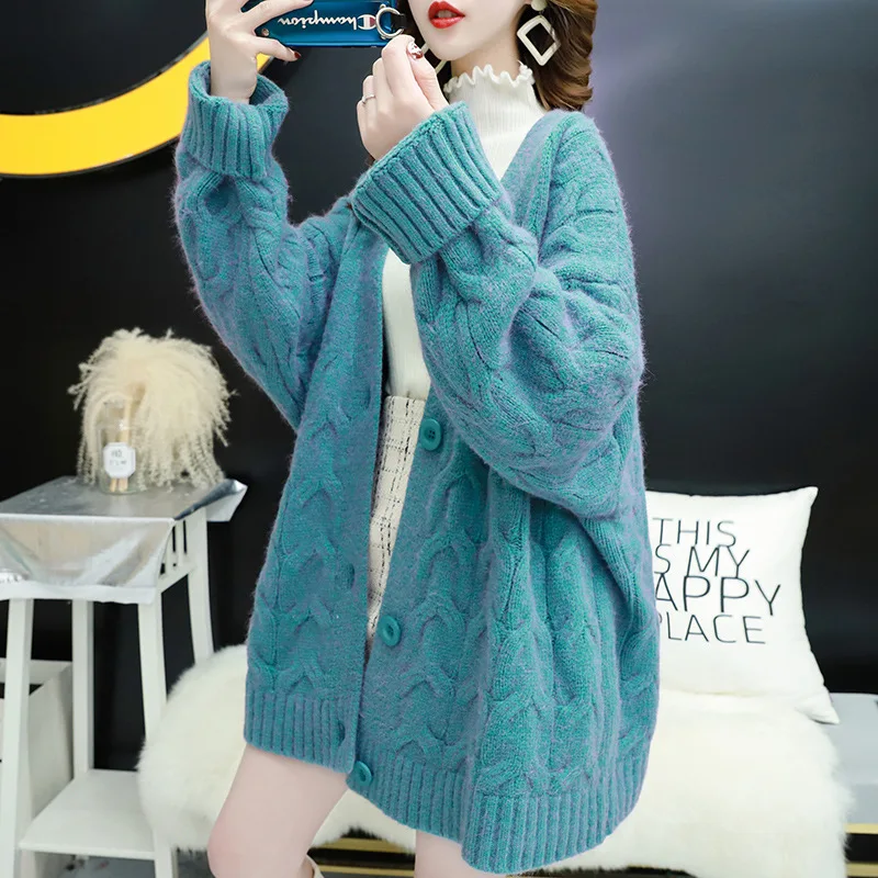 Moda Tricotate Cardigan pentru Femei Haina Solid 2020 Moda de Primăvară V Gâtului Maneca Lunga Stil coreean Pulover Haina Topuri Doamna ține de cald