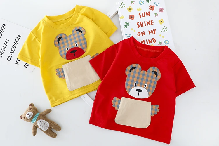 Copilul Baieti Set Haine de Vara de Îmbrăcăminte pentru Sugari Ursul Desene animate O-neck Bumbac T-Shirt Suit Copii Costum