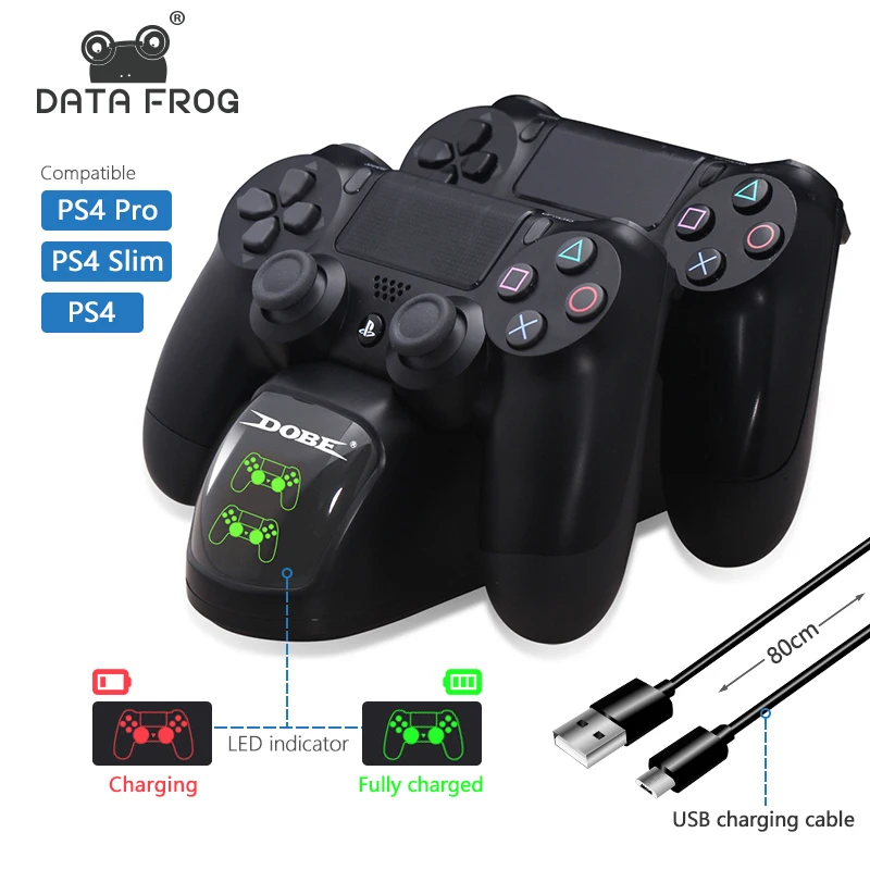 Date Frog Joc Controler de Încărcare Stație de Andocare Pentru PlayStation 4 Dual Charger Stand Cu Lumina LED-uri Indicatoare Pentru PS4/Pro/Slim