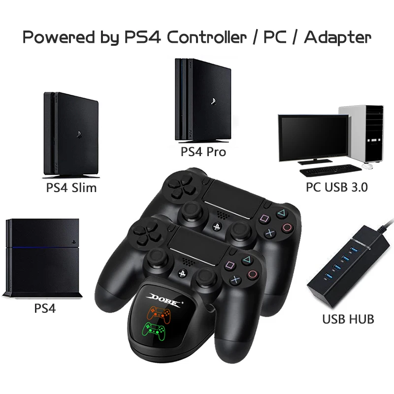 Date Frog Joc Controler de Încărcare Stație de Andocare Pentru PlayStation 4 Dual Charger Stand Cu Lumina LED-uri Indicatoare Pentru PS4/Pro/Slim