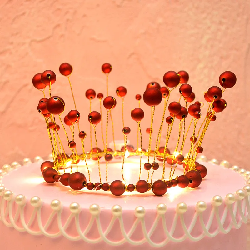 Noua Lampa LED Pearl Princess Crown Tort Fân Fericit Ziua de naștere Tort de Decorare DIY Petrecere de Nunta Consumabile Partid Decor Tort Toppers