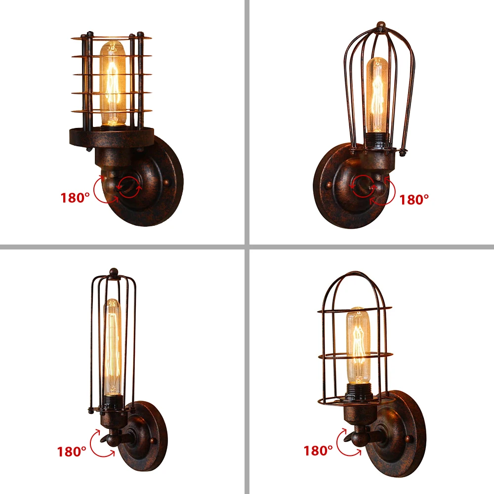 Vintage Industriale de Perete de Lumină,Rugina Lampă de Perete,светильник бра,Mansardă tranșee de perete de Lumină de Fixare,Reglare 180°, abajurul în Sus și în jos