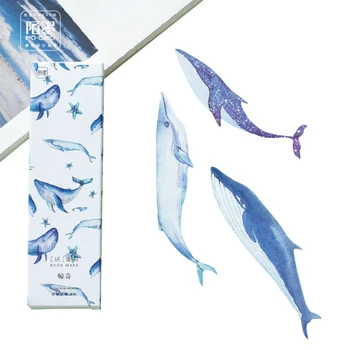 10packs/mulțime de desene animate set cutie de hârtie marcaj albastru balena forma pagina de suport de papetărie etichete mesaj de memento pentru notbook en-gros