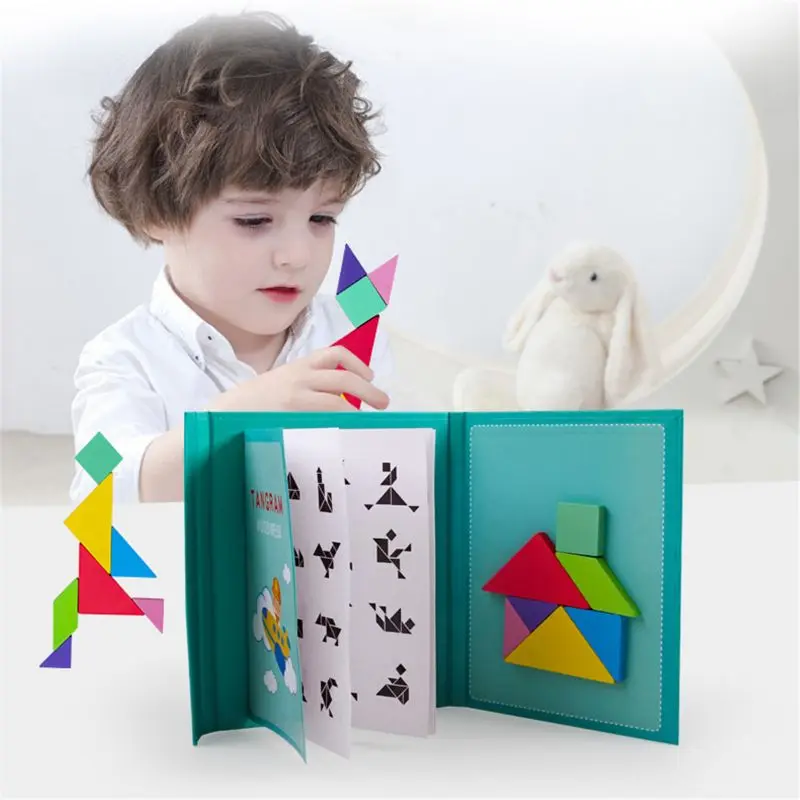 96 Puzzle-uri Tangram Magnetic Copii Jucarii Montessori Educaționale Carte de Magie Costum 19QF