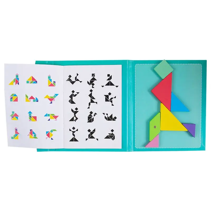 96 Puzzle-uri Tangram Magnetic Copii Jucarii Montessori Educaționale Carte de Magie Costum 19QF