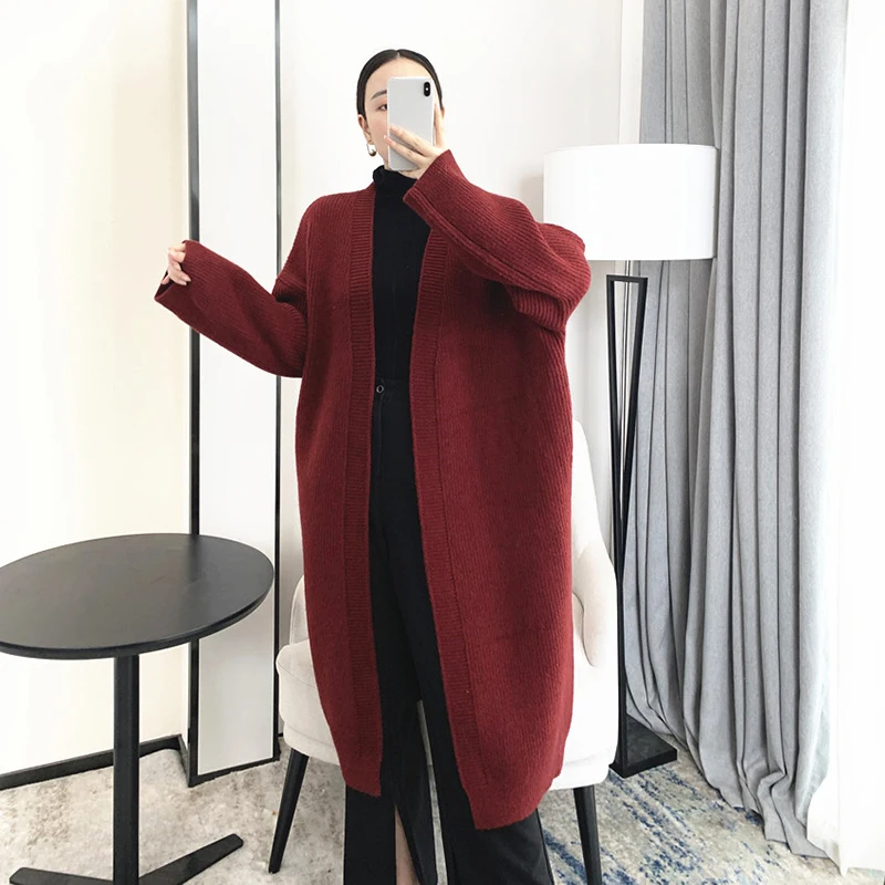[MEM] Dimensiuni Mari, Lungi de Tricotat Cardigan Pulover Vrac Fit V-Neck Maneca Lunga Femei de Moda Noua Valul de Toamna Iarna 2021 1DA706