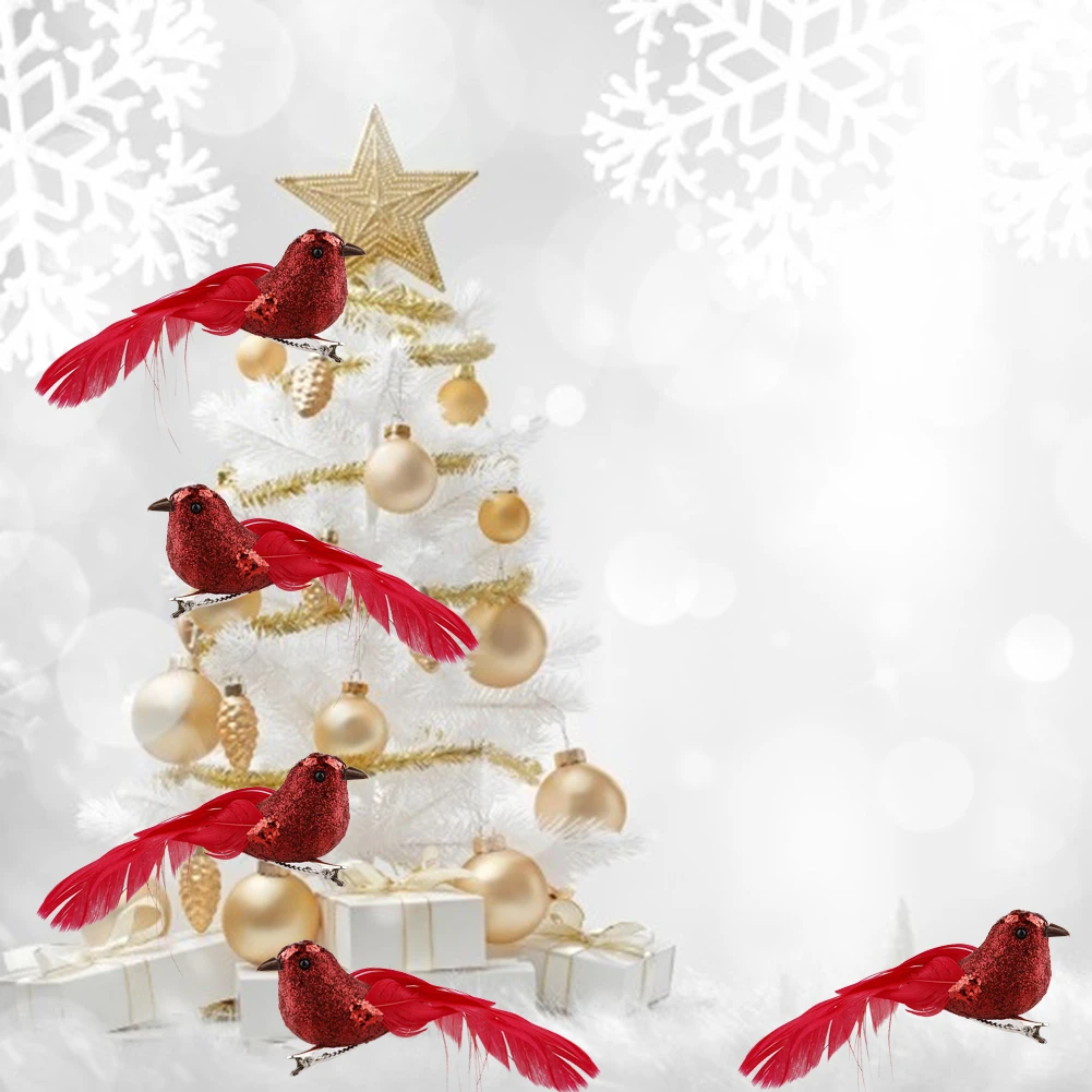 Artificiale Pasăre Roșie cu Pene de Păsări de Crăciun Decor Nunta Pasăre Xmas Copac Agățat Ambarcațiuni Ornament Festivalul de Decor Acasă 12buc