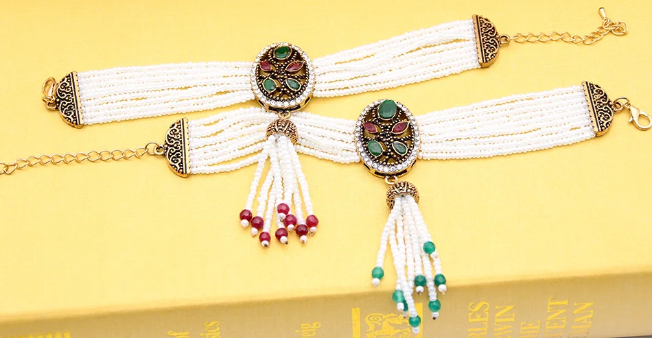 SUNSPICE MS Femei Floare de Șirag de mărgele Brățară turcească de aur antic ciucure de culoare lanț de încheietura mâinii india etnice nunta bijoux en-gros