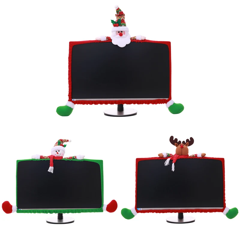 19-27 inch Moș Crăciun, om de Zăpadă, Cerb Decoratiuni de Craciun set de Calculator TV Televiziune de Afișare Cadru Capac de Protecție la Praf Acasă