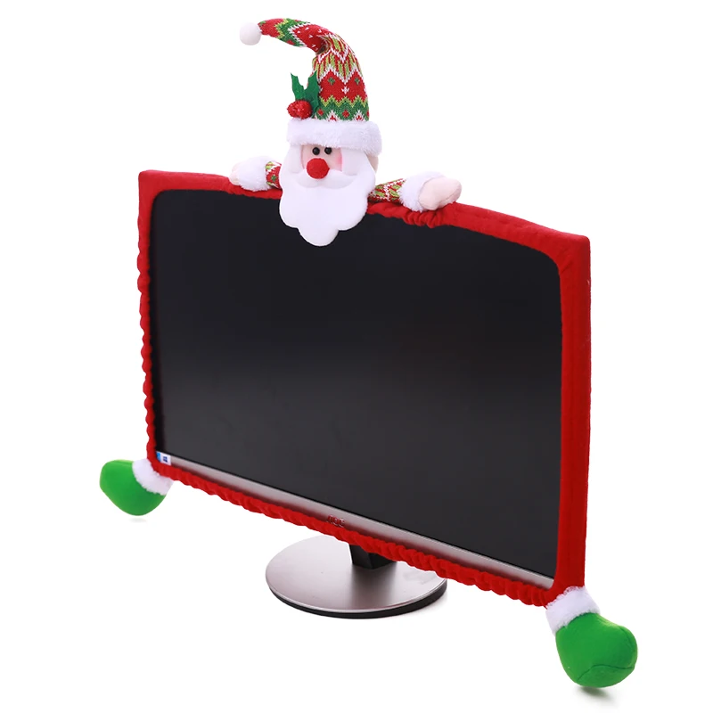 19-27 inch Moș Crăciun, om de Zăpadă, Cerb Decoratiuni de Craciun set de Calculator TV Televiziune de Afișare Cadru Capac de Protecție la Praf Acasă