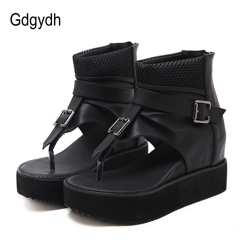 Gdgydh Acoperi Tocuri Platforma Pene De Pantofi Pentru Femei 2019 Vara Tocuri Inalte Înălțime Creșterea Doamnelor Sandale Flip Flop Punk Pantofi