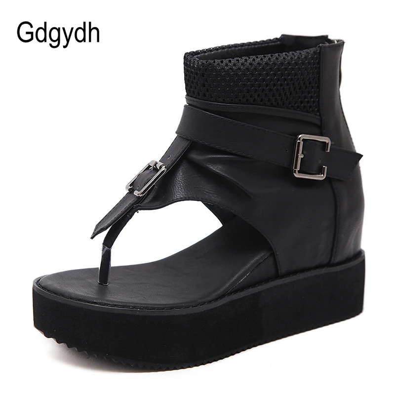 Gdgydh Acoperi Tocuri Platforma Pene De Pantofi Pentru Femei 2019 Vara Tocuri Inalte Înălțime Creșterea Doamnelor Sandale Flip Flop Punk Pantofi