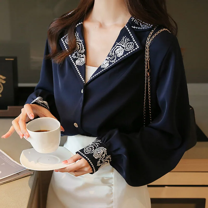 Moda Bluza Eleganta Pentru Femei Toamna Floral Maneca Lunga Top De Sex Feminin Doamnă Birou Casual Designer De Franceză Coreeană Femei Bluze 12479