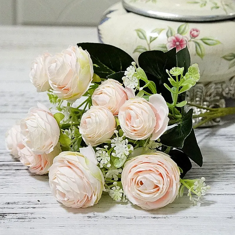 Stil coreean 10 mii de straturi de mici camellia flori artificiale acasă ornamente decor, recuzită fotografie manual diy vaza