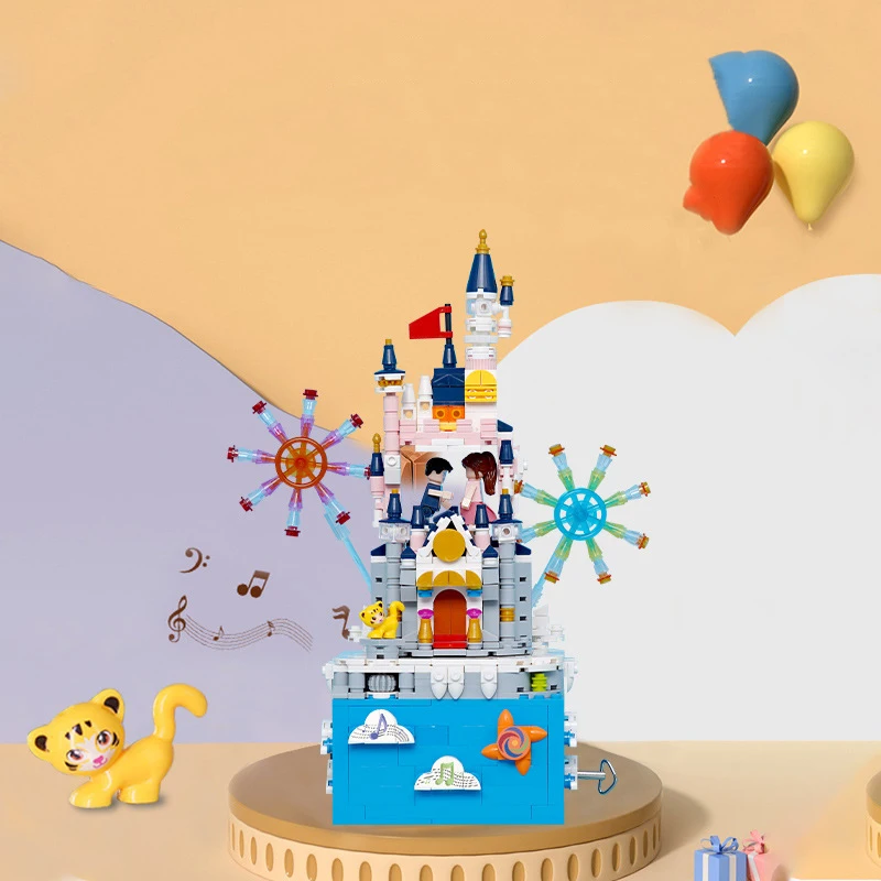 Roata Ferris Castelul de Rotație Cutie de Muzică Model de Blocuri de Constructii Montaj Cărămizi Set Jucarii pentru Copii Fete de Cadouri de Craciun