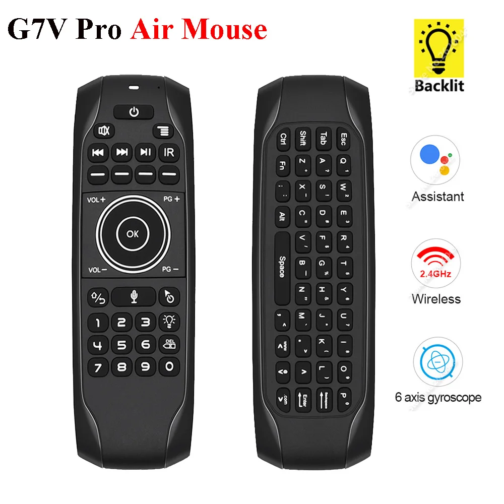 G7V PRO Backlit Giroscop Wireless Air Mouse cu Russian English keyboard 2.4 G de Voce Inteligent de Control de la Distanță G7 built-in Baterie