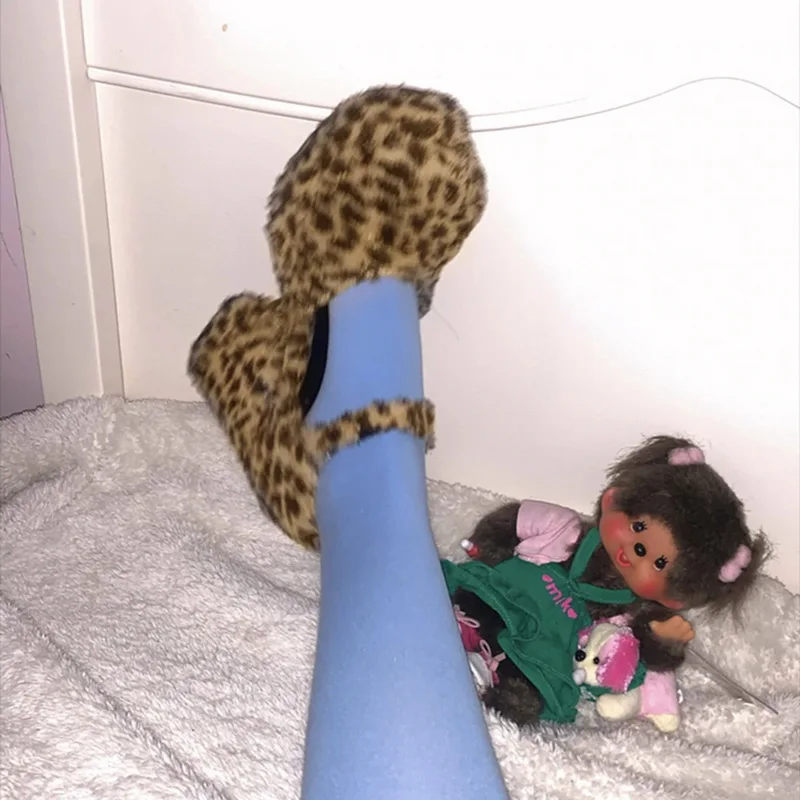 Sexy Leopard Tocuri Inalte Femei Pompe Rotund Toe Toc Gros Mary Pantofi Femei Impermeabil Platforma Zapatos De Mujer