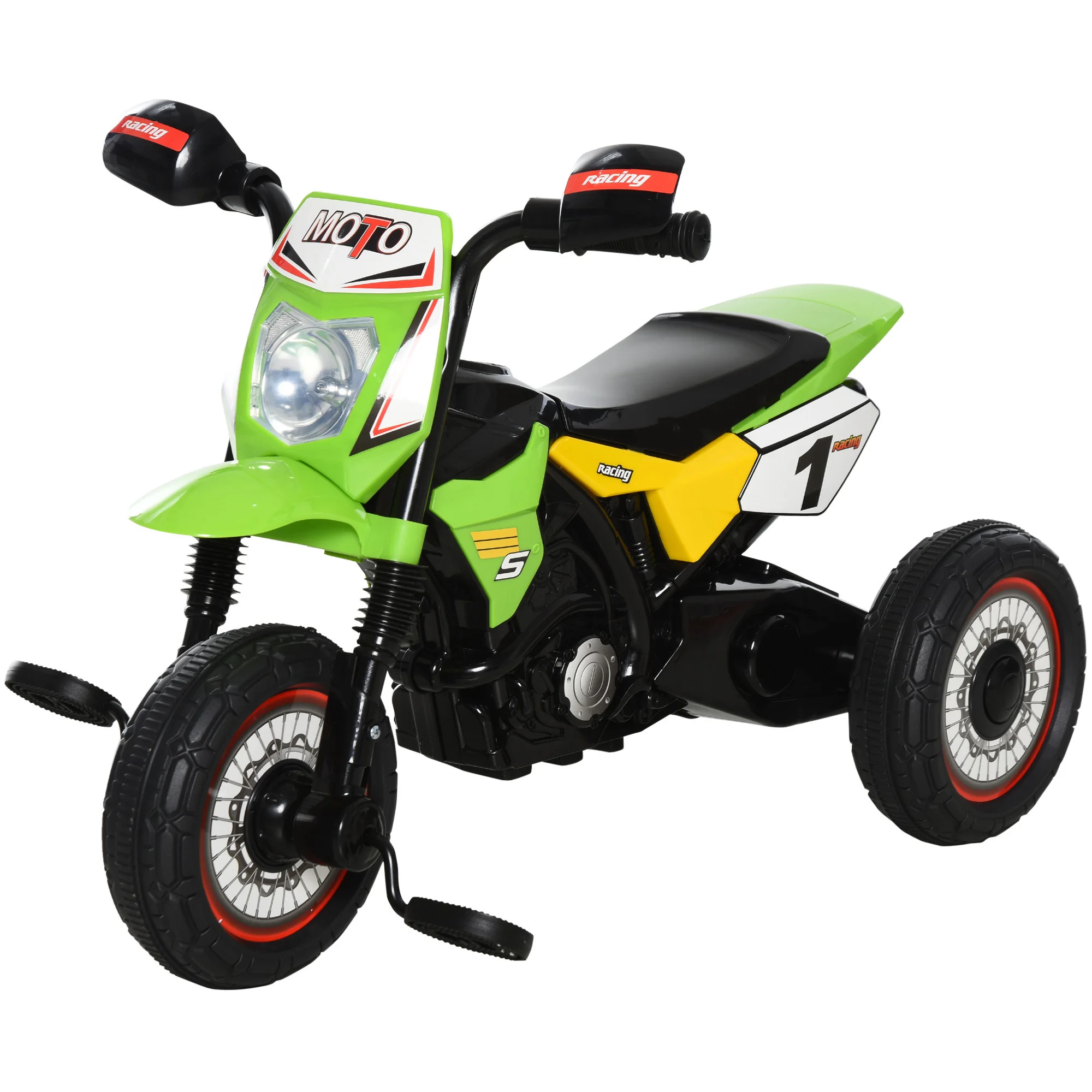 HOMCOM copii tricicleta masina + 18 luni cu 3 roti motocicleta aspectul cu lumini și sunet 71x40x51 cm