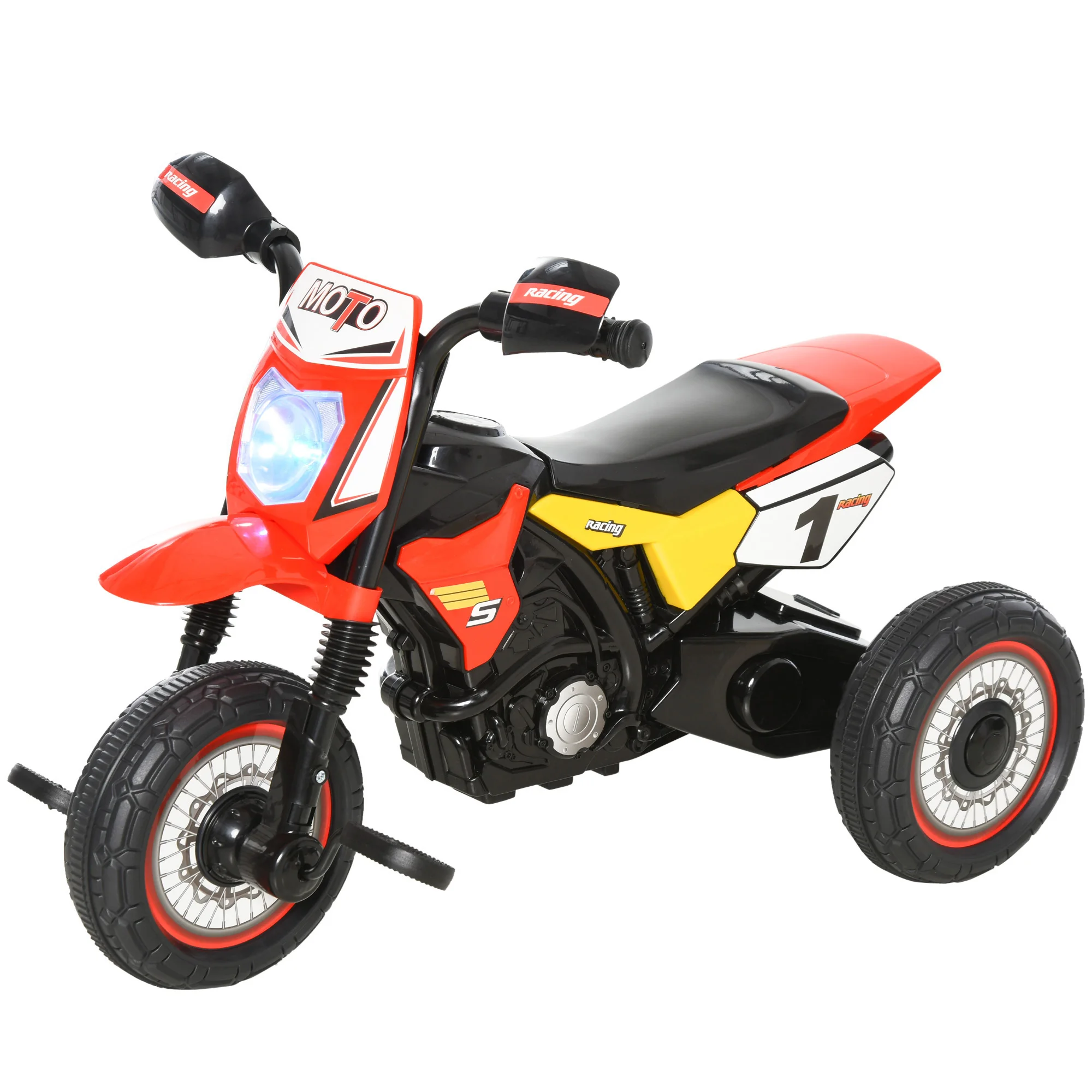 HOMCOM copii tricicleta masina + 18 luni cu 3 roti motocicleta aspectul cu lumini și sunet 71x40x51 cm