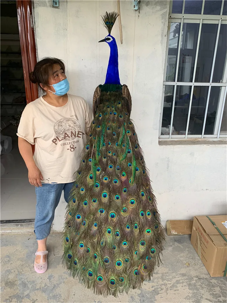 Artificiale pasăre mare de 150cm culoare pene de păun model spuma si pene de păsări de artizanat,grădină acasă decorare nunta a2629