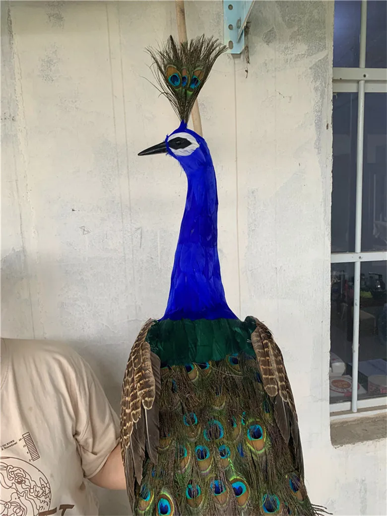 Artificiale pasăre mare de 150cm culoare pene de păun model spuma si pene de păsări de artizanat,grădină acasă decorare nunta a2629