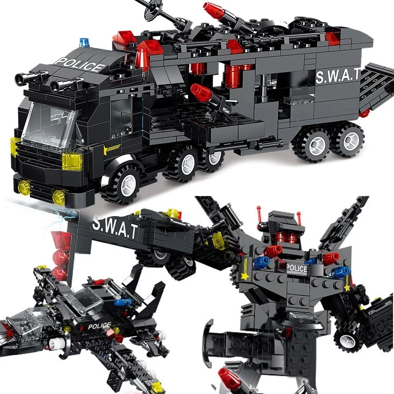 740Pcs Secția de Poliție Oraș Blocuri Jucarii Lepinging 8IN3 SWAT Playmobiled Masina de Oras Camion Creative Cărămizi de Jucărie pentru Copii Cadouri