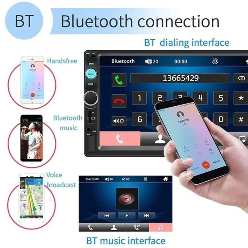 7 Inch HD Ecran Tactil Masina MP5 Player Dublu Din Masina Stereo Bluetooth Autoradio FM AUX USB SD Sprijin Funcția Inversă Imagine