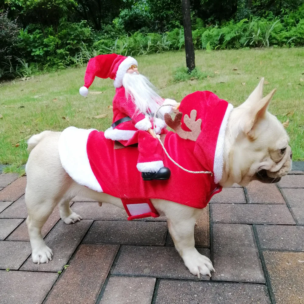 Nou stil de Vacanta de Craciun Câini de Companie Haine 4 dimensiuni Ușor pornit/Oprit Moș Crăciun de Echitatie cerb, Câine amuzant Costum