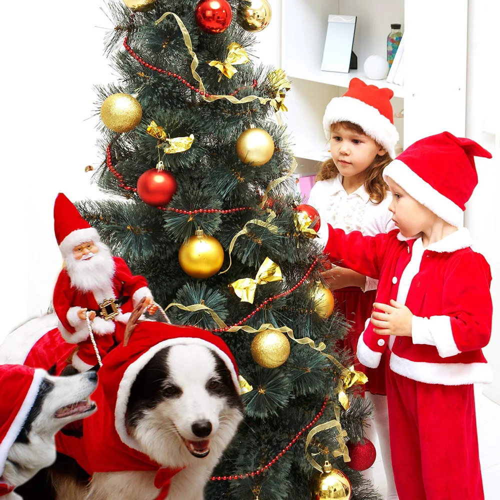 Nou stil de Vacanta de Craciun Câini de Companie Haine 4 dimensiuni Ușor pornit/Oprit Moș Crăciun de Echitatie cerb, Câine amuzant Costum
