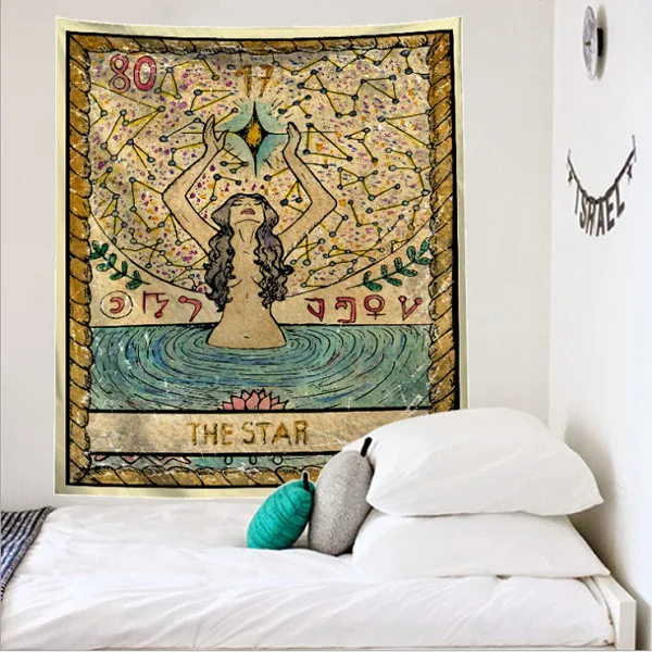 Mandala Carte de Tarot Model Pătură Tapiserie de pe Perete Tapiserii Dormitor Cuvertură Arunca Acoperi Soarele, Luna Decor de Perete 90*60CM
