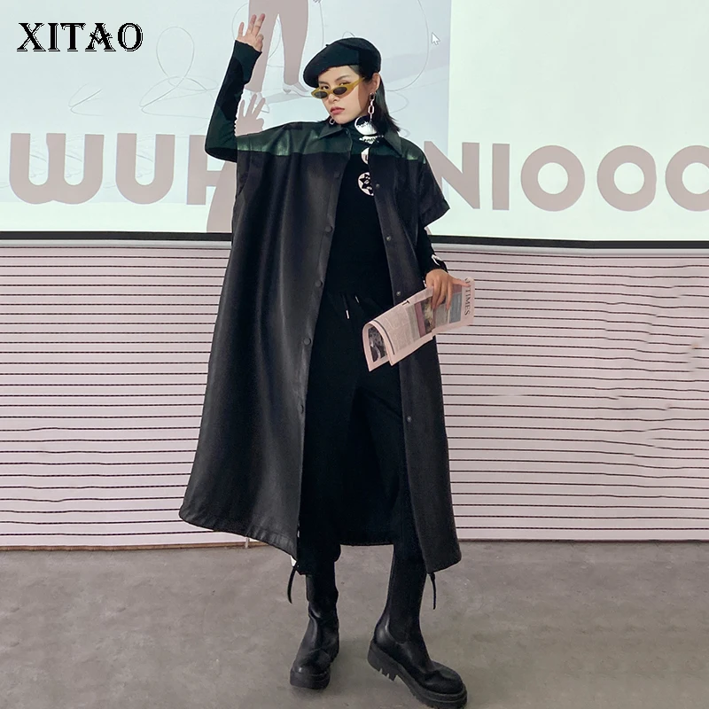 XITAO Negru Plus Dimensiune Faux din Piele Femei Vrac Moda Simplu Personalitate Pieptul Singur 2020 Nou Toamna Femei, Haine ZP2987