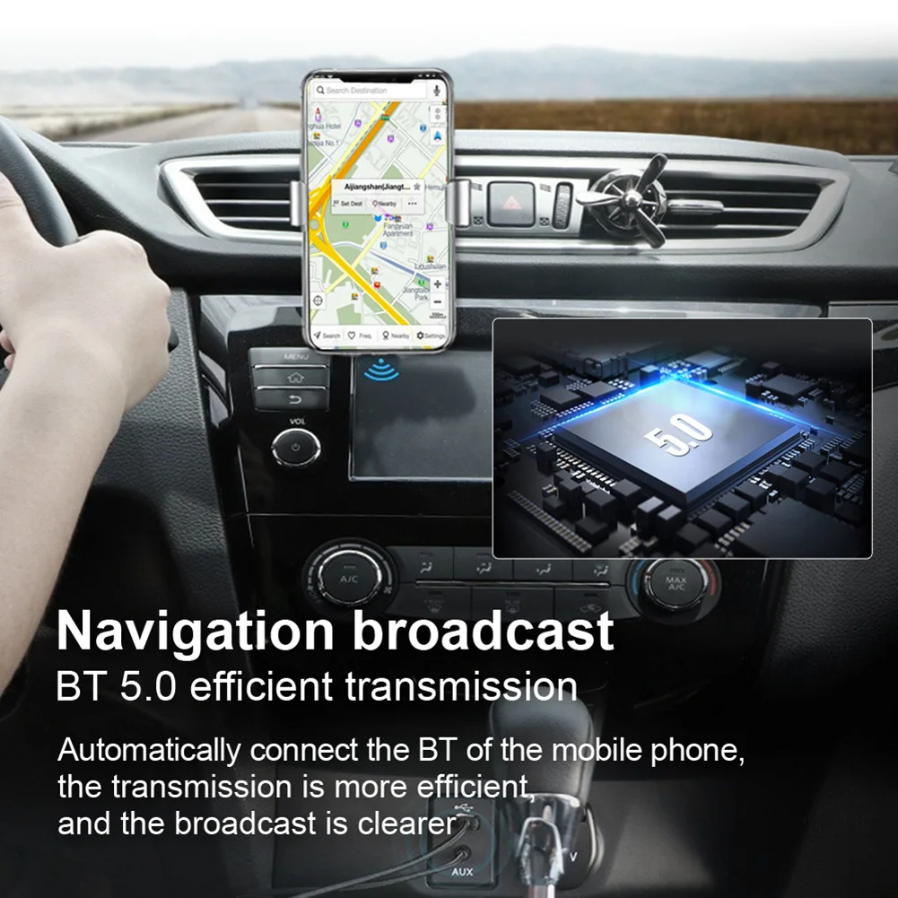 BT5.0 Adaptor Bluetooth Built-in Microfon Bluetooth Receptor cu 3.5 mm AUX și USB pentru Masina