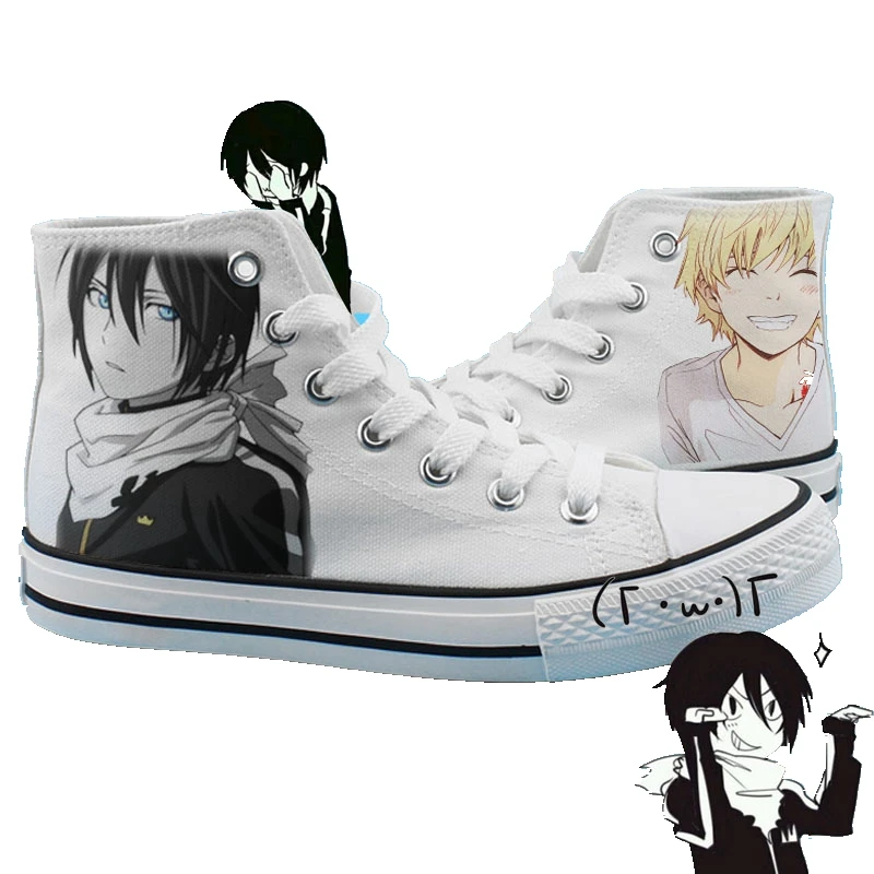 Unisex Anime Imprimare Noragami Alb Casual Pantofi de Panza YATO Iki Hiyori Yukine Student Plat rață pantofi Adidași