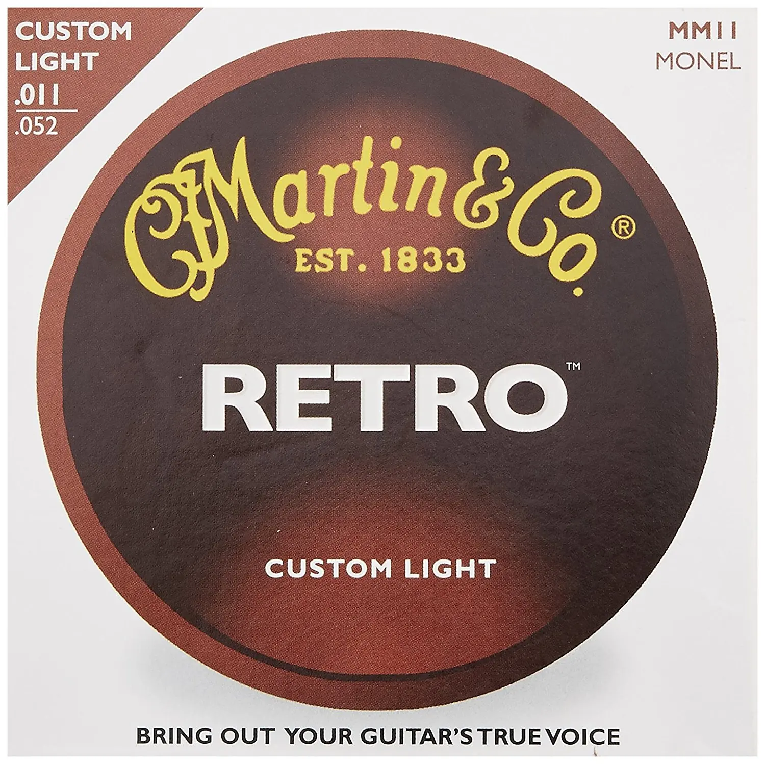 MartinGuitar MM11 Retro Monel Chitara Acustica, Siruri de caractere, de Lumină Personalizate, 11-52