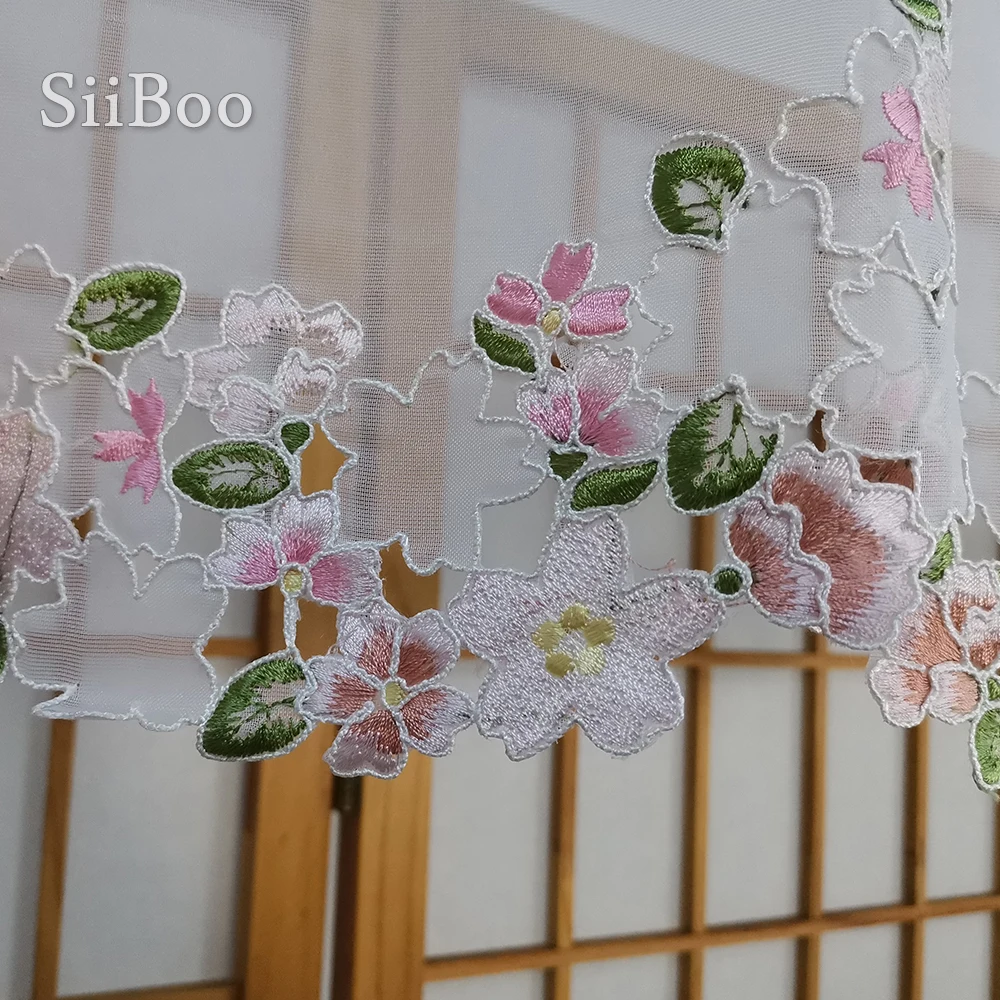 Stil coreean roz broderii florale jumătate-cortina bay fereastră perdele tul de cafea, bucătărie cameră cortinas rideaux SP5446