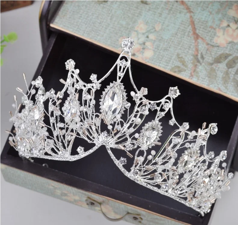 KMVEXO 2020 Nou Mare Baroc Handmade Cristal Princess Coroane pentru Regina Stras Diadema Diademe de Mireasa de Mireasa Accesorii de Par