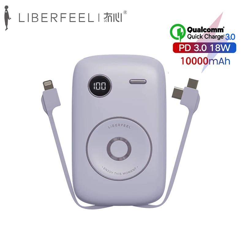 Liberfeel power bank 10000mAh PD18W QC3.0 quick charge display digital power bank cu cablu