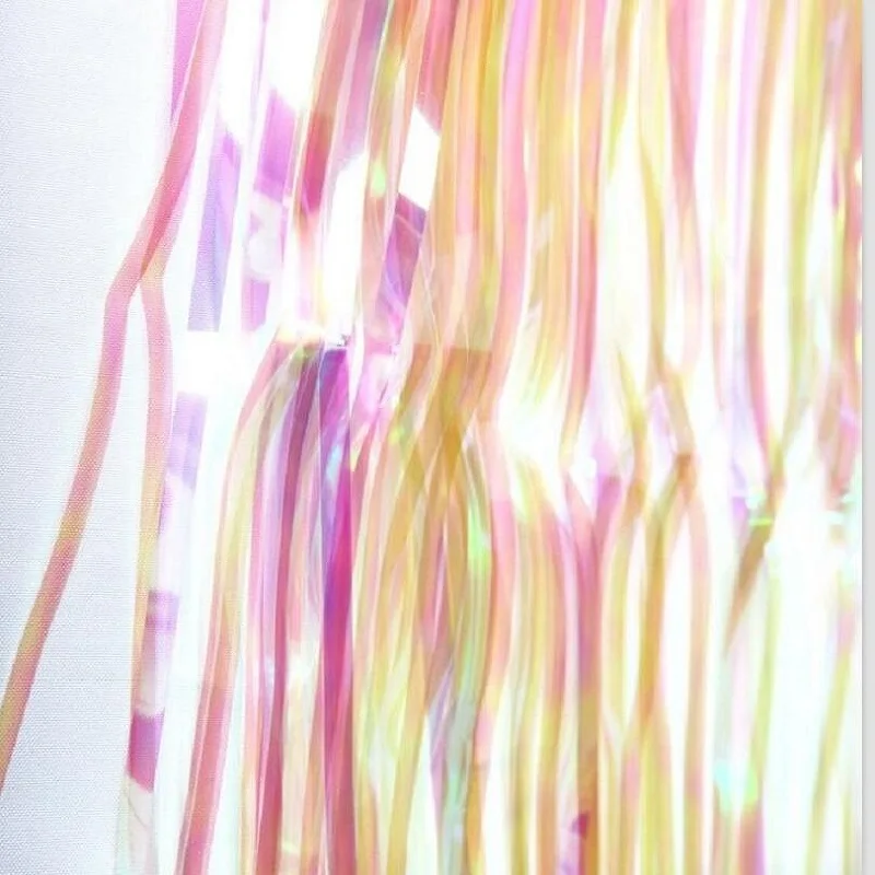 100*100cm Transparent Colorat Ploaie Franjuri de Mătase Folie de Cortina de Partid Beteala Fundal pentru Fotografia de Nunta Cameră Ziua Party6Z