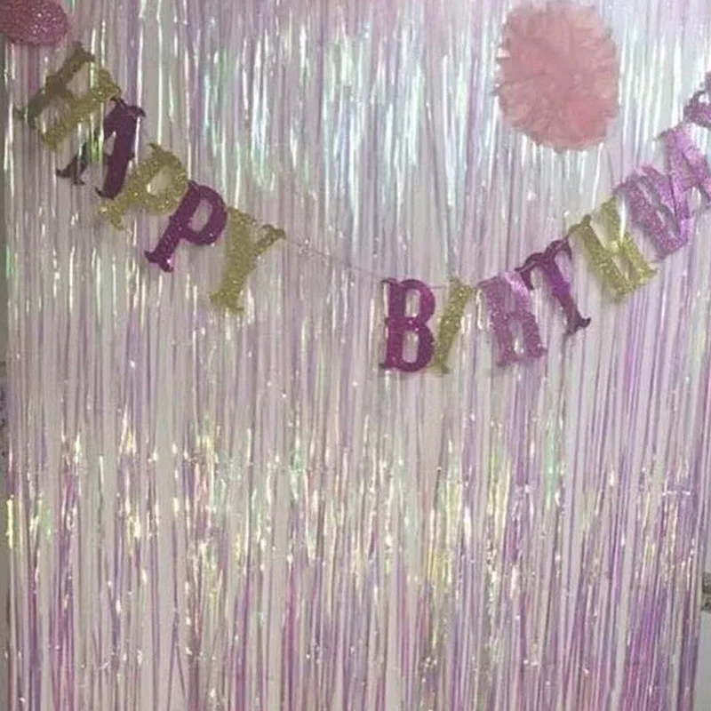 100*100cm Transparent Colorat Ploaie Franjuri de Mătase Folie de Cortina de Partid Beteala Fundal pentru Fotografia de Nunta Cameră Ziua Party6Z