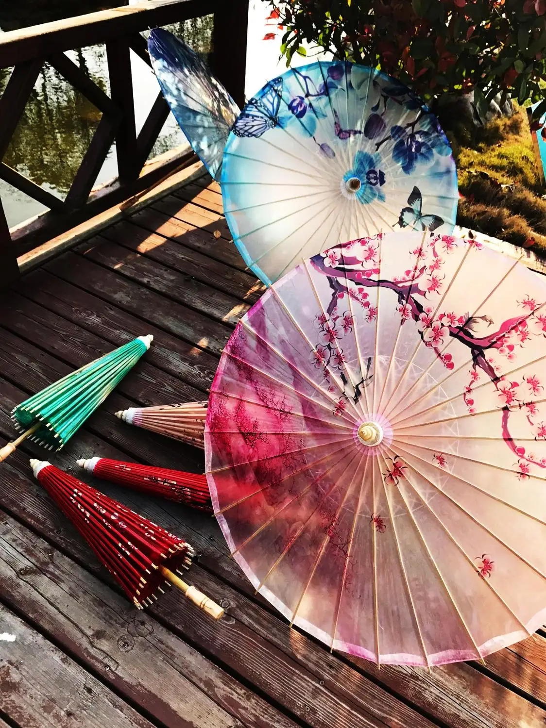 Uns De Hârtie Pliere Umbrela Din Lemn De Ploaie Femei Decor Transparent Dans Umbrela Floare Bujor Chinezesc Umbrela Japonia Umbrelă De Soare