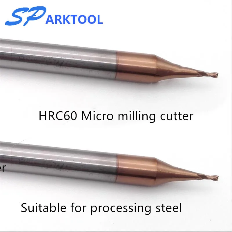 HRC60 Micro Plat End Mill 2 Flaut 0.2-0.9 mm 4 mm pentru oțel Coadă de Carbură de Tungsten CNC Router Cam TiCN Acoperit Mini freza