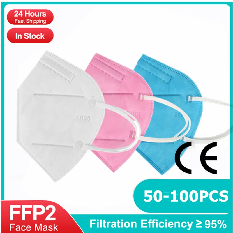 50-100buc Mascarillas ffp2 kn95 masca certificadas ce a aprobat 5 straturi Reutilizabile masca cu filtru FFP2 KN95 Adult masca Anti-praf