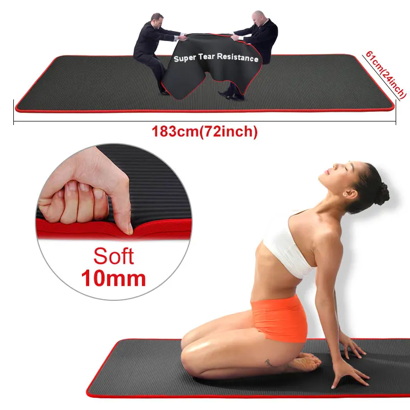 10mm Unisex Îngroșat Non-Alunecare 183cmX61cm Yoga Mat Incepator Sport Fitness Pilates Confortabil Gust de Înaltă Calitate Yoga Mat