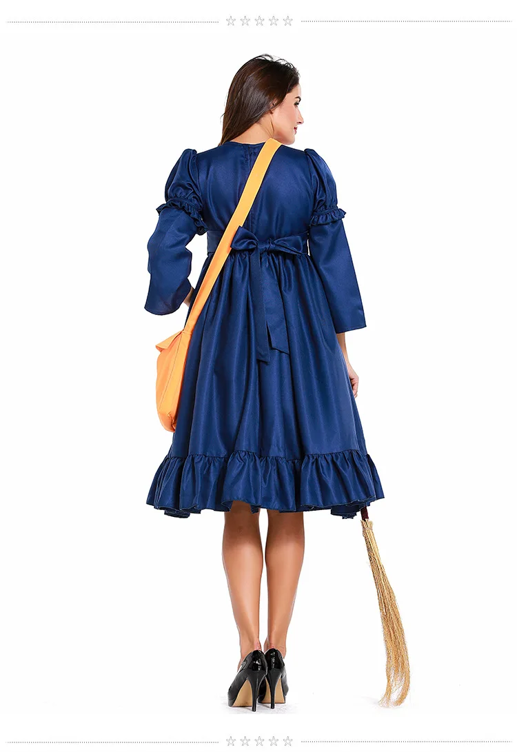 Adult Kiki Costum Kiki ' s Delivery Service Rochie Albastră Oversleeve Bowknot Sac Femeie Vrăjitoare de Halloween Cosplay Costum de Înaltă Calitate